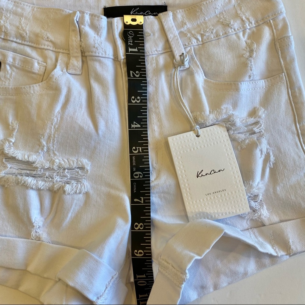 KanCan White Distressed Denim Shorts NWT 3/25 - Picture 12 of 12